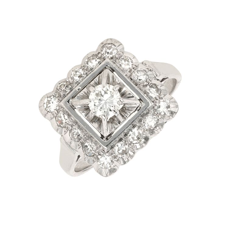 Bague vintage diamants 0.55 carat or blanc 5.09g Comme neuf -  reconditionné disponible sur Gemme Les Bijoux